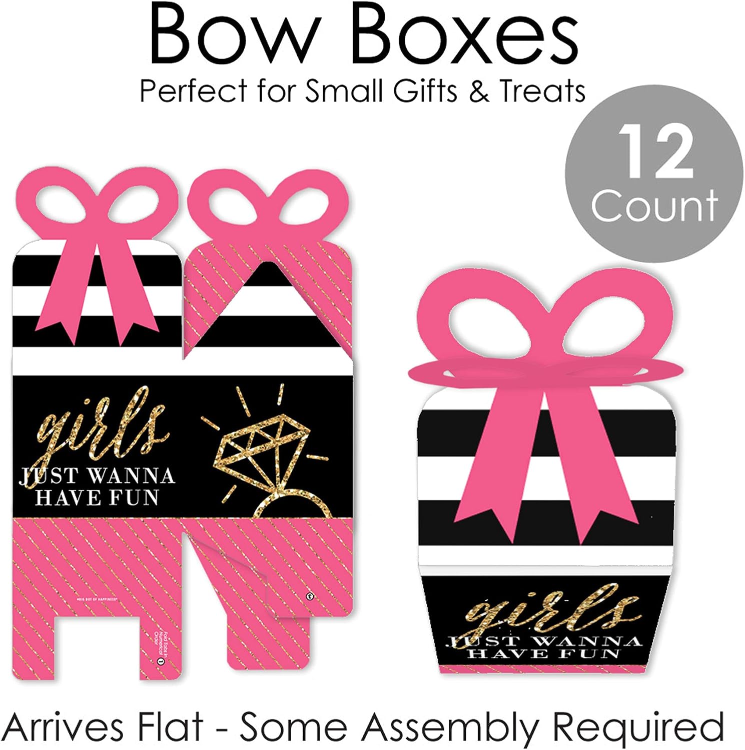 Girls Night Out - Bachelorette Favor Gift Boxes - Bow Boxes - Set of 12