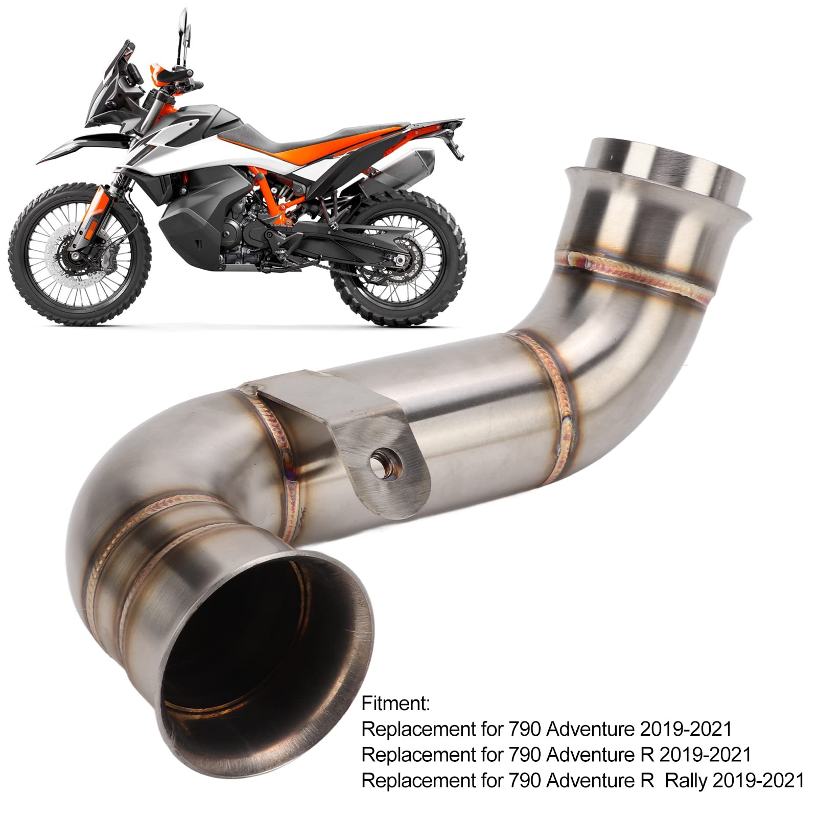 Tuyau Intermédiaire D'échappement, Tube de Liaison Intermédiaire D'échappement de Moto pour 790 Adventure 2019-2021 pour 790 Adventure R 2019-2021 pour 790 Adventure R Rally 2019-2021