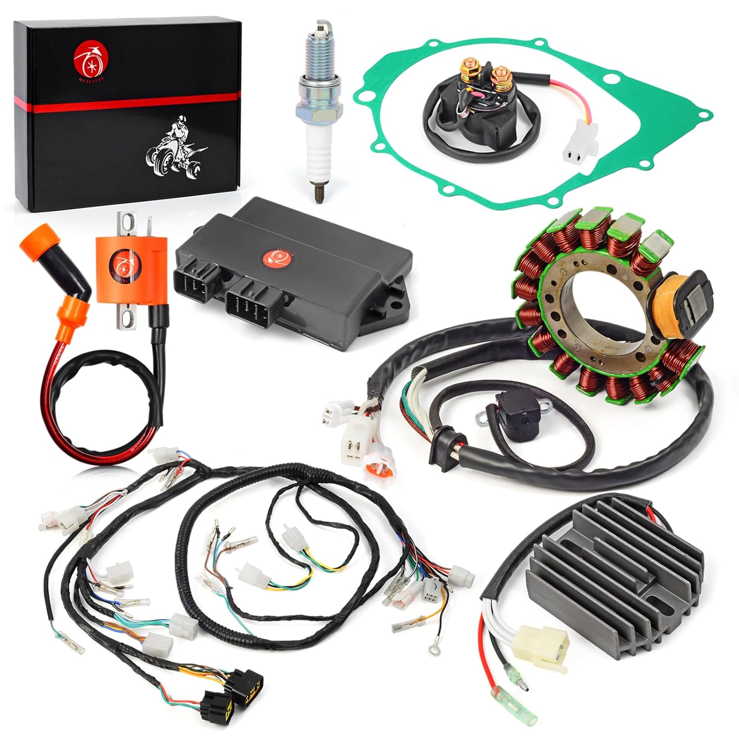 348cc 3HN-85510-10-00 Wiring Wire Harness CDI Coil Stator Regulator Relay Gasket Kit Compatible with Yamaha Warrior 350 YFM350 1997-2001 3GD-82590-40-00