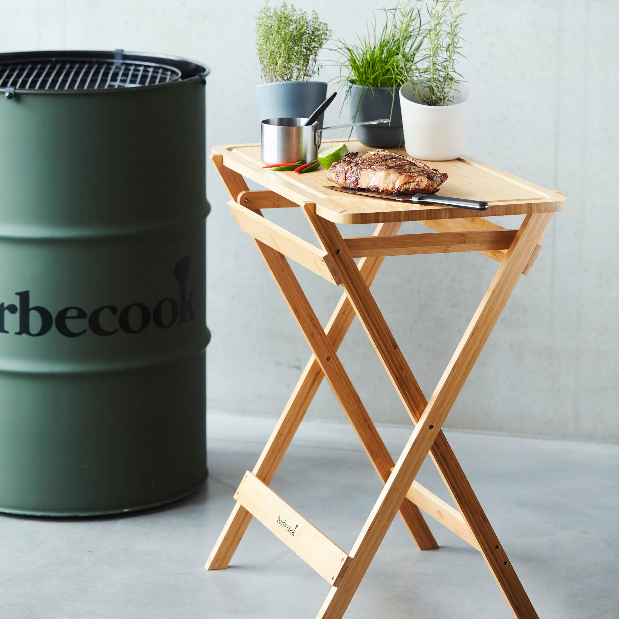 Barbecook Planche à découper pliable, Bambou, 70 x 43 x 81 cm, Bois
