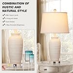CINSARY 25" Farmhouse Jar Table Lamps Set of 2, 3 Way Touch Control Rustic Bedside Lamps with USB A+C Ports & AC Outlet, Pot Nightstand Lamps for Bedroom Living Room (LED Bulbs Included)