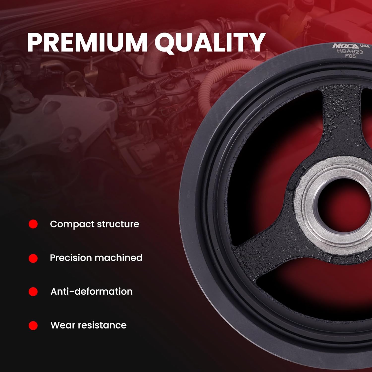 MOCA Engine Harmonic Balancer fits For Chevrolet 2004-2006 Colorado L4 2.8L, 2007-2012 Colorado L4 2.9L, For GMC 2004-2006 Canyon L4 2.8L, 2007-2012 Canyon L4 2.9L, For Isuzu 2007-2008 i-290 L4 2.9L