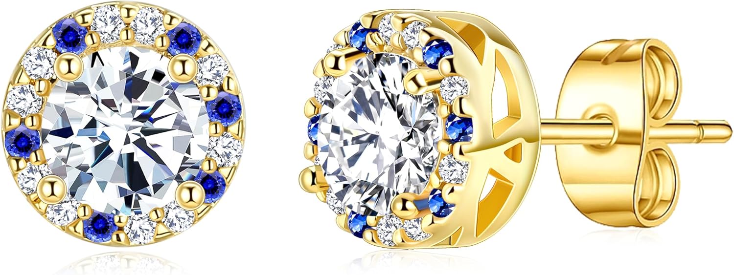 Real 14K Gold Plated Stud Earrings Women: Trendy Real 18K White Gold Dipped Silver Hypoallergenic Studs Earrings Dainty Simple Minimalist Jewelry Valentine's Day Gifts for Her