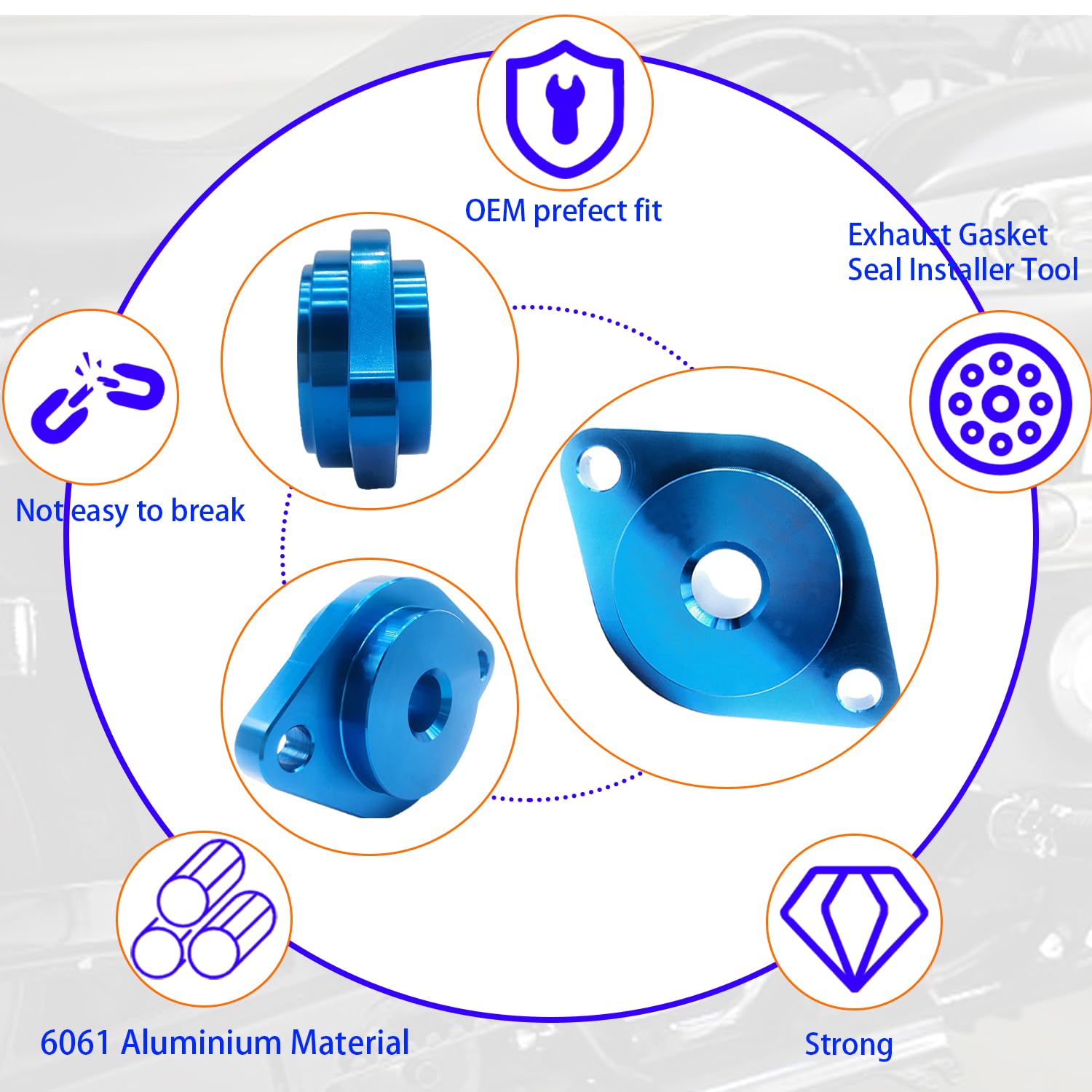 Herramienta de instalación de sello de junta de escape azul compatible con Big Twin Touring Sportster 883 Softail Dyna Fatboy Road King Iron 883