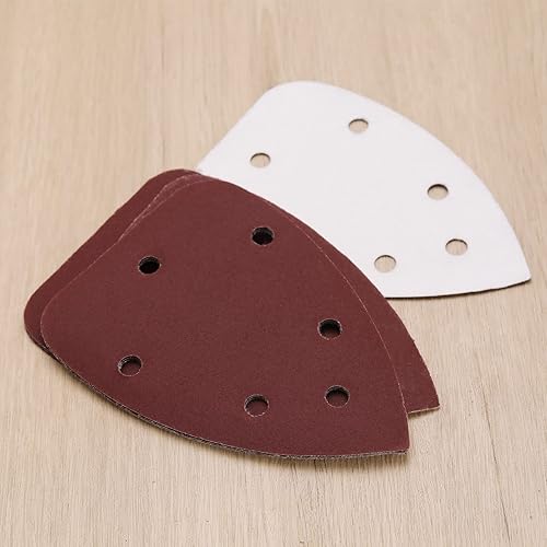 Miniatura 6 de Create idea 80 piezas de lijadora de papel de lija de palma, mouse de 5.512 x 3.858 in, 6 agujeros de gancho y bucle triangular, papel de lija