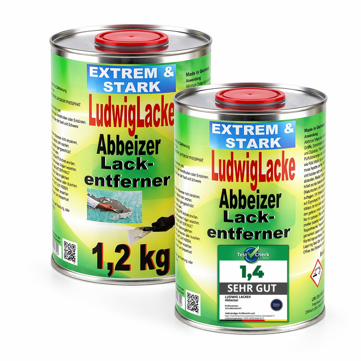 Der Originale LudwigLacke Abbeizer Lackentferner 2x1,2 kg, für Holz und Metall – (Kraftvoller Farbentferner) für (professionelle Ergebnisse) für Metal und Holz