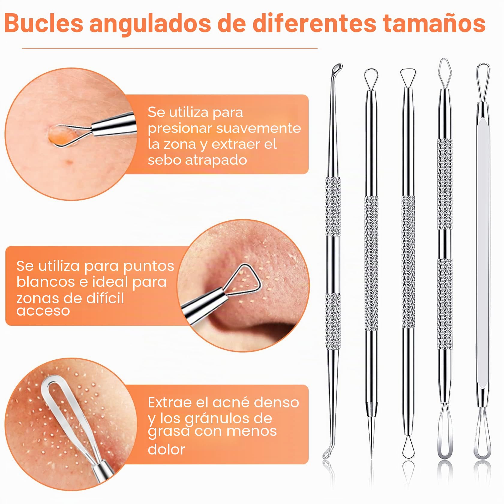 IUMAKEVP - Kit de herramientas profesionales para eliminar espinillas y comedones, 15 piezas de acero inoxidable