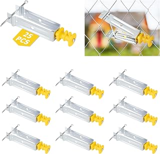BEIYI Chain Link Fence Insulators 25 Pack - Electric Fence T-Post U-Post Wire Holders, Heavy-Duty Yellow Extenders