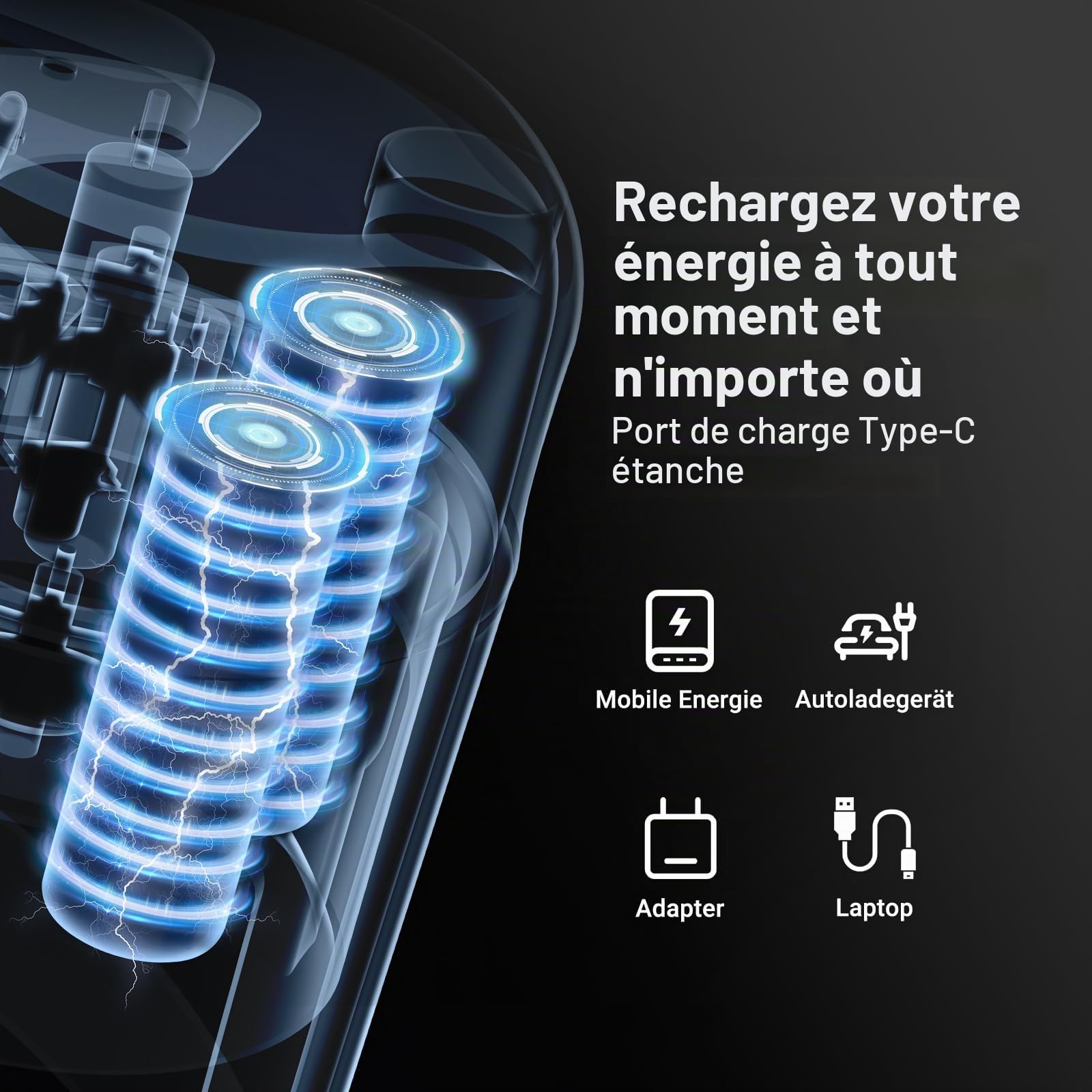AMZCHEF Blender Portable - Mini Mixeur Sous Vide Pour Les Shake Et Les Smoothie - Forte Puissance De Coupe Avec 10 Lames