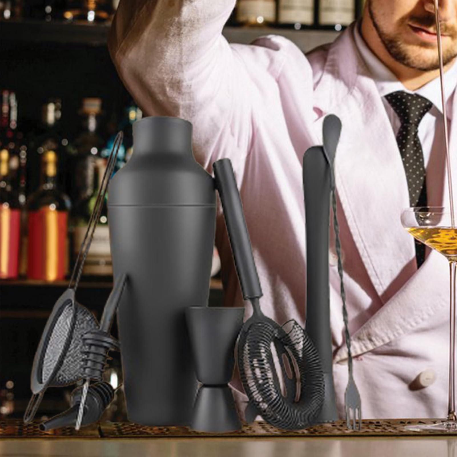 Kit à Shaker à Cocktails Acier Inoxydable Outil Pratique Ergonomique