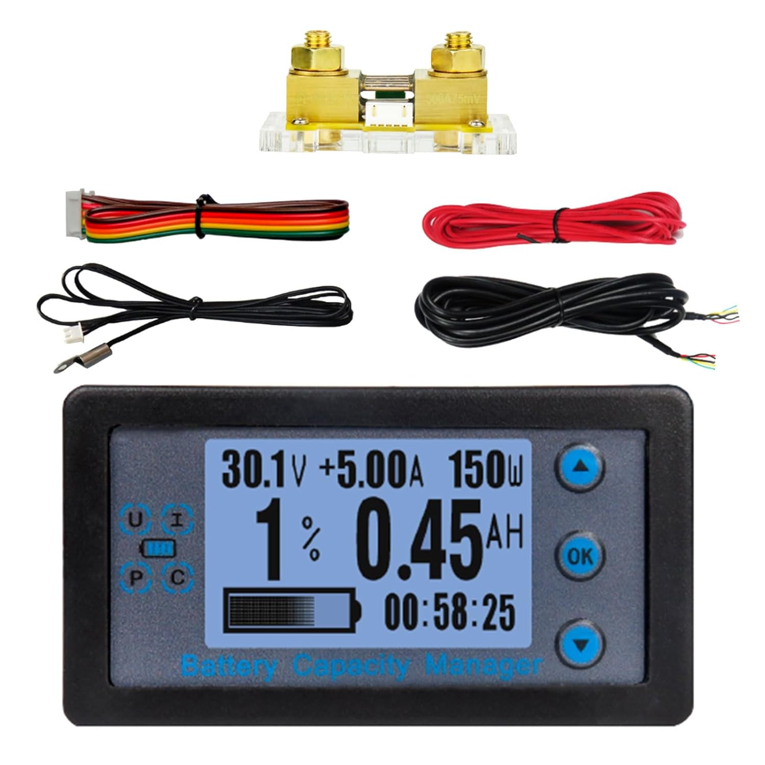 DC8-120V Battery Capacity Indicators Voltages Meter with Digital Display Monitors Voltmeter Tester Battery Capacity