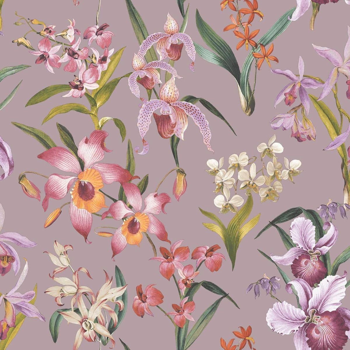 Rasch Maya Floral Wallpaper Orchids Flowers Lilac/Multi 283661
