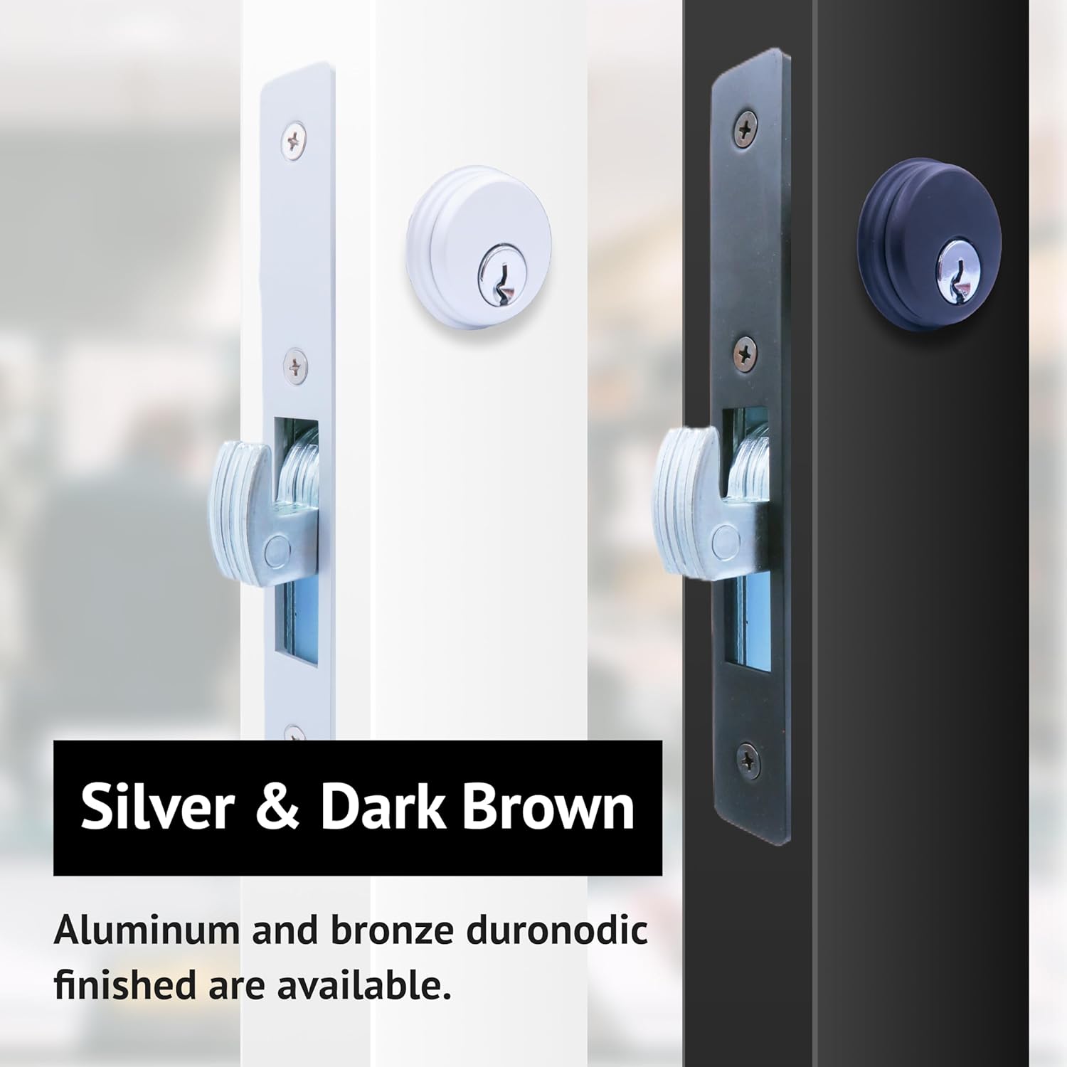 elox Storefront Narrow Stile Mortise Door Lock Hookbolt, Sliding Bolt with Double Keyed Cylinder & 4 Keys Adams rite cam, (1-1/2" Backset, Aluminum Color)