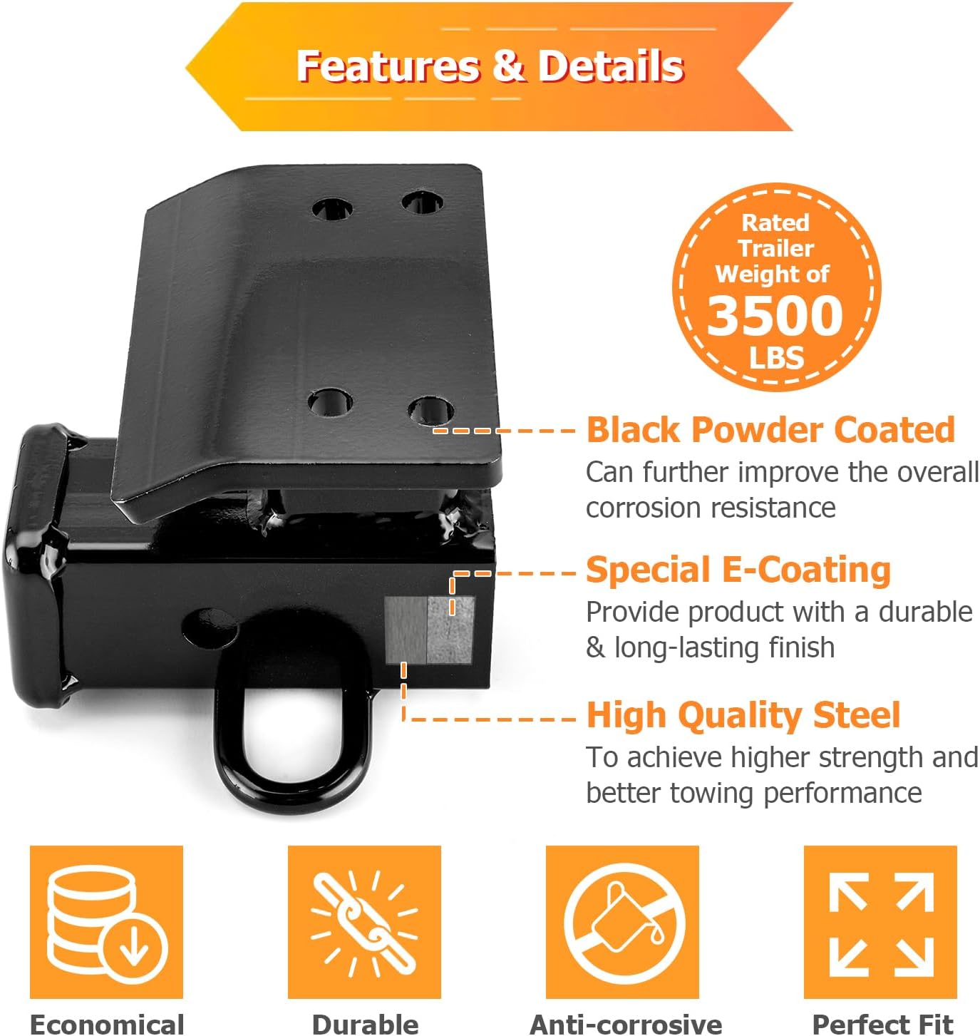 WeiSen 2" Rear Trailer Hitch Receiver Class 3 Towing Hitch Compatible with Volkswagen Tiguan 2009-2017, Black