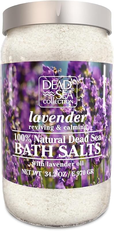 Bath Salts with Lavender – Pure Dead Sea Salt and Lavender Oil - Nourishing Soothing and Relaxing Skin and Muscle – 34.2 Oz