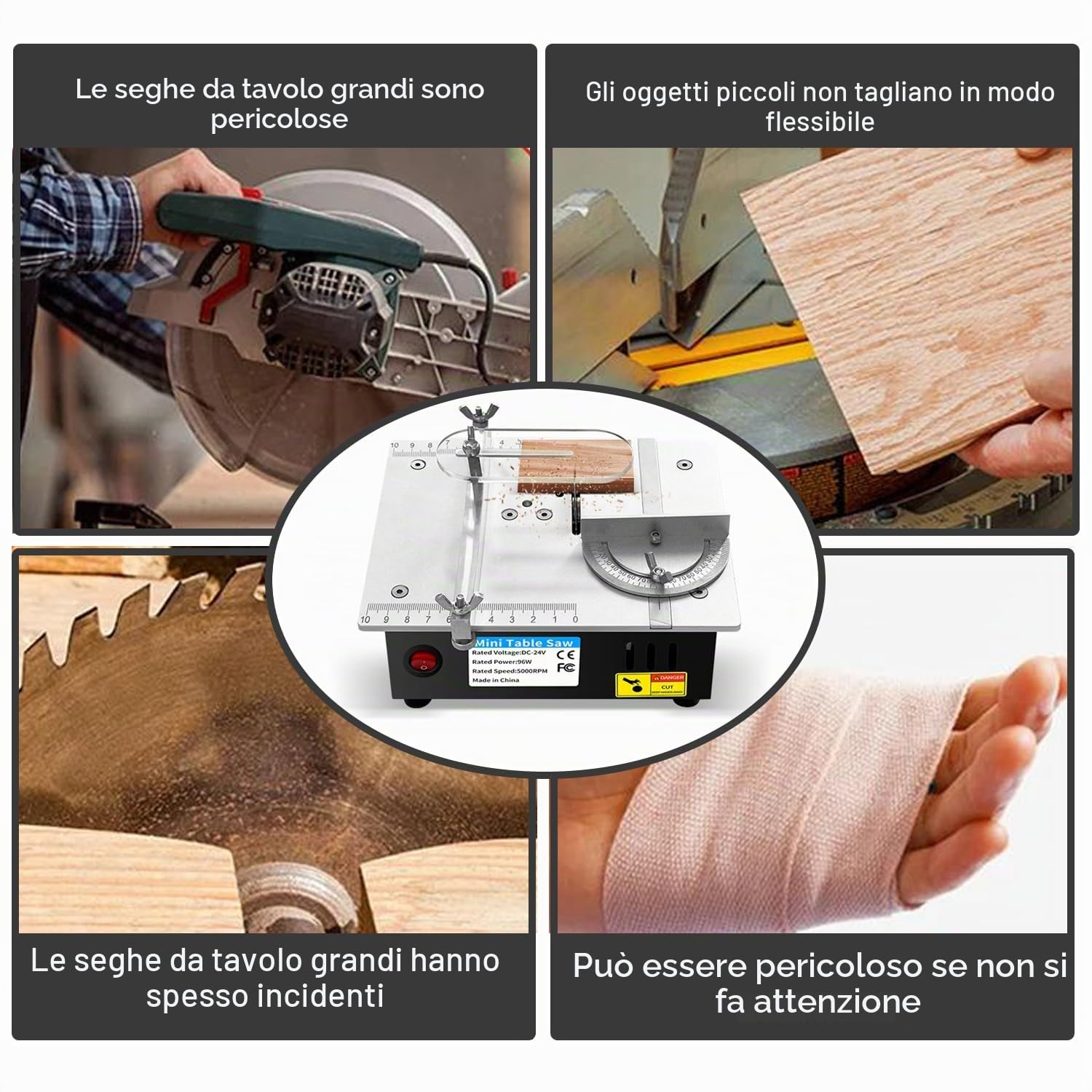 Mini Sega Circolare da Tavolo，Banco Sega Circolare per Legno con Lama Regolabile da 0,1-15mm e Aletta di Sicurezza，Sega Elettrica da Tavolo di Precisione Regolabile con Alimentazione 7 Velocità