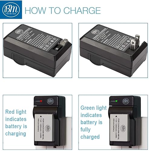 Miniatura 4 de BM Premium Paquete de 2 baterías NB-10L y kit de cargador para cámara digital Canon PowerShot G15, G16, G1X, G3X, SX40 HS, SX40HS, SX50 HS, SX60 HS