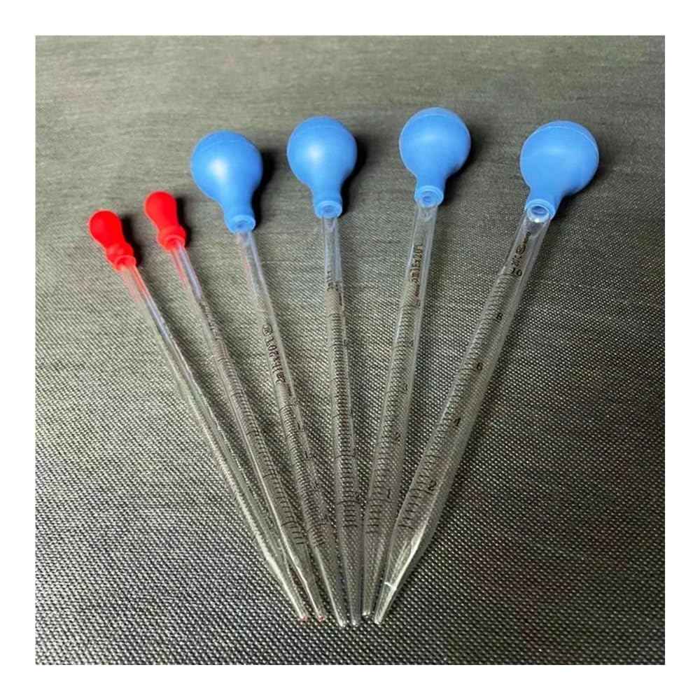 gotero de vidrio, goteros de laboratorio, Gotero de pipeta graduada vidrio con cabezal goma 0,5 a 10 ml(10ml)