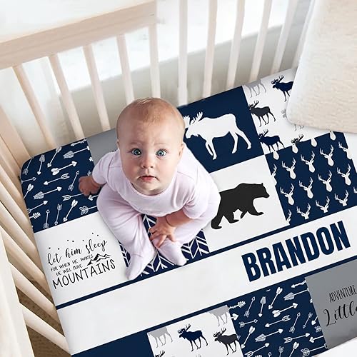Miniatura 2 de Juego de ropa de cama para cuna personalizada para bebés y niños, juego de ropa de cama de cuna personalizada con nombre, ropa de cama de oso de