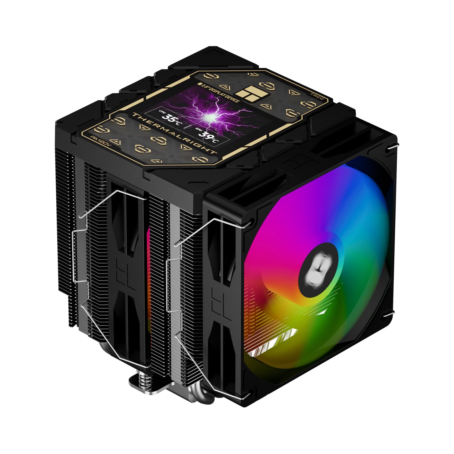 Thermalright TR Peerless Assassin 120 Vision ARGB Black CPU Luftkühler, Twin Tower Kühler, 1850U/min, 320x240 Auflösung IPS Bildschirm mit 2,8 Zoll, Kompatibel mit LGA1851/1700, AM4/AM5, 162mm Höhe