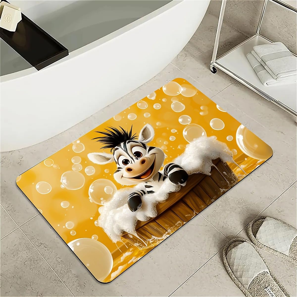 Tapis antidérapant en diatomite paon blanc contre les glissades