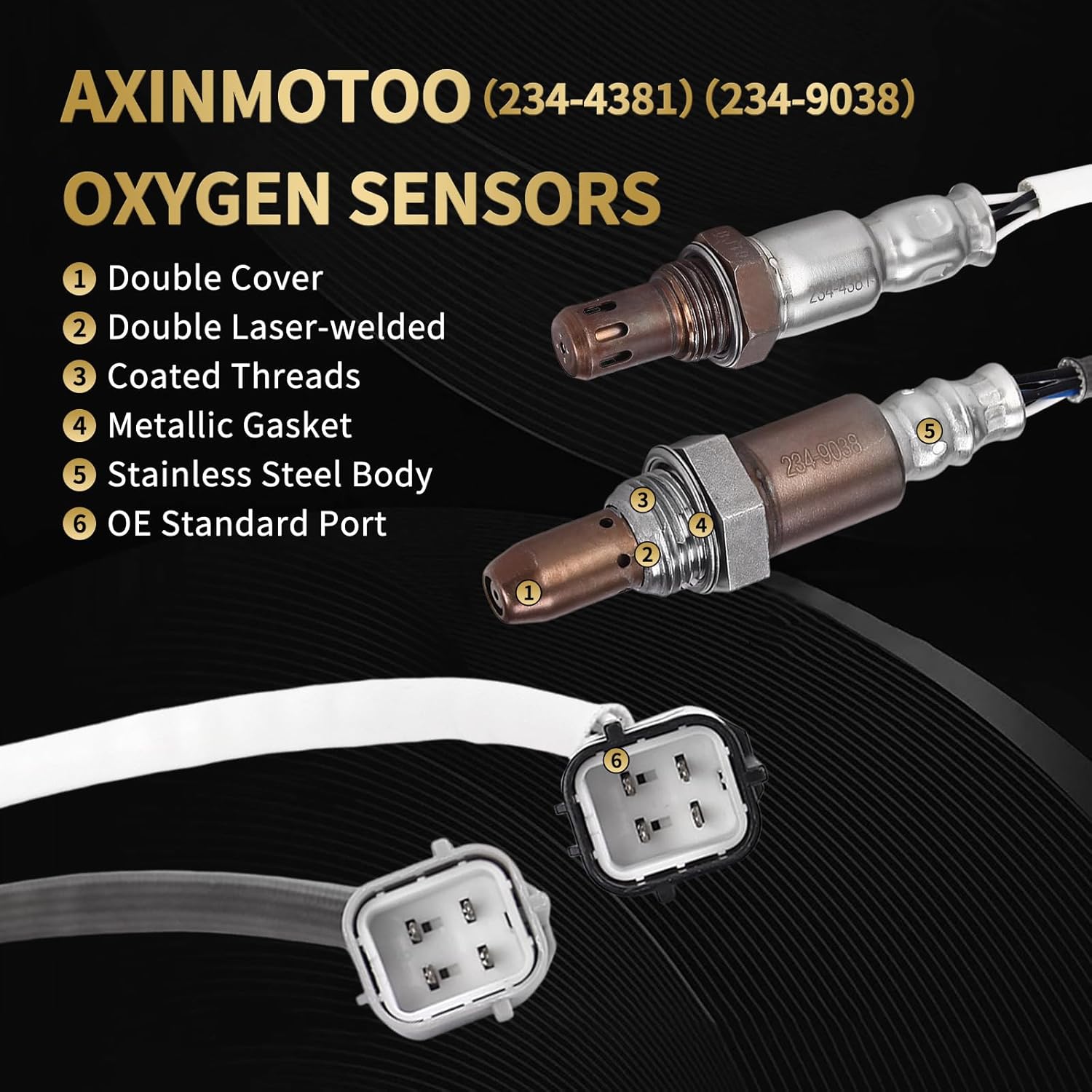Oxygen O2 Sensor 234-9038 234-4381 Upstream Downstream Replacement for Nissan Maxima 2009 L4 2.5L, for Altima 2008 2009 2010 L4 2.5L V6 3.5L 226931AA0A 22690-ED000 2PCS