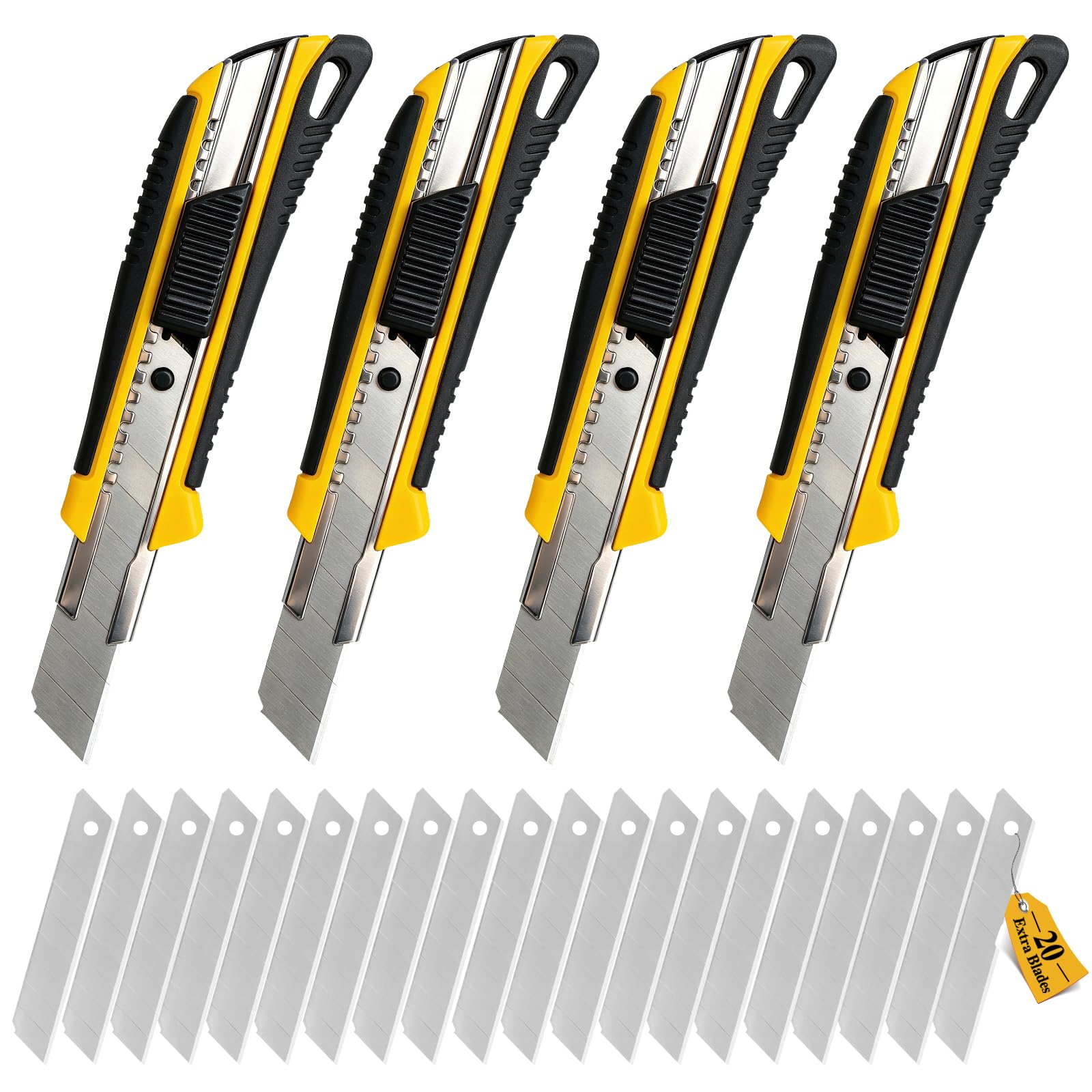 CCLIFE 4piezas Juego de cuter con 20piezas Recambio Cuchillas Cutter, 18mm