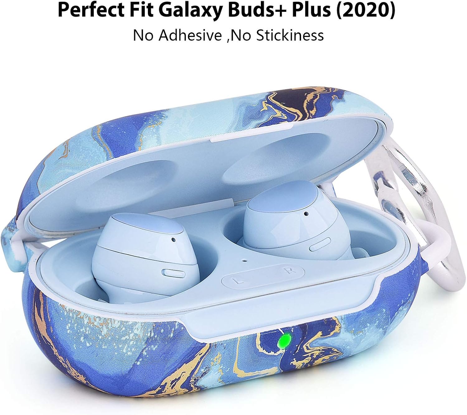 MOFREE for Galaxy Buds+ Plus Case Cover (2020) Full Protective Hard Case Compatible with Samsung Galaxy Earbuds Charging Case with Keychain Accessories(Not for Buds 2019)(No Need Adhesive)