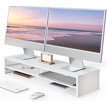 Fenge 80cm Laptop PC TV Monitor Stand White