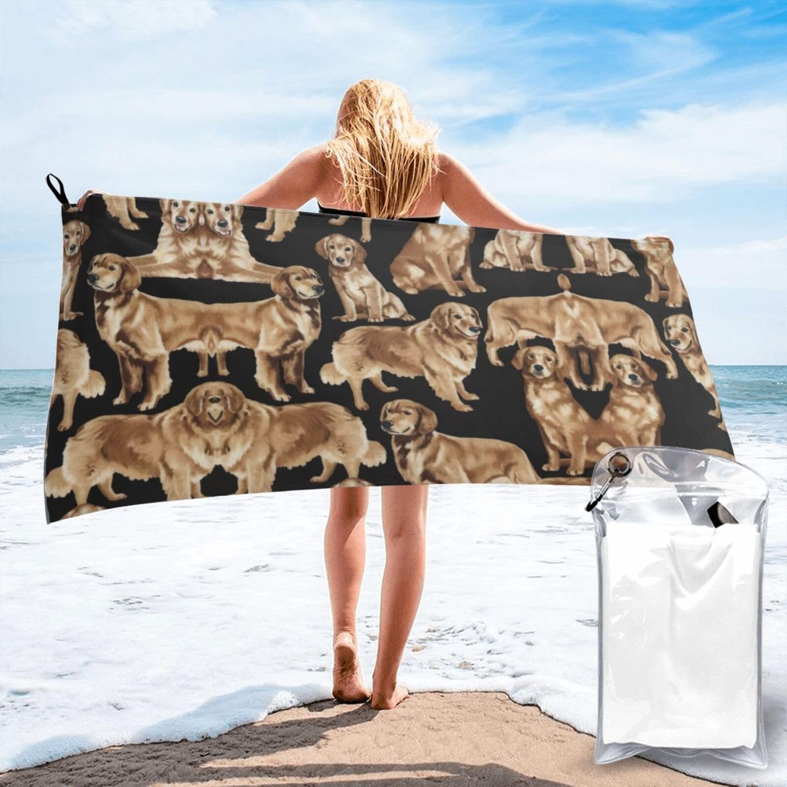 Toalla de playa de Golden Retriever grande y suave para piscina