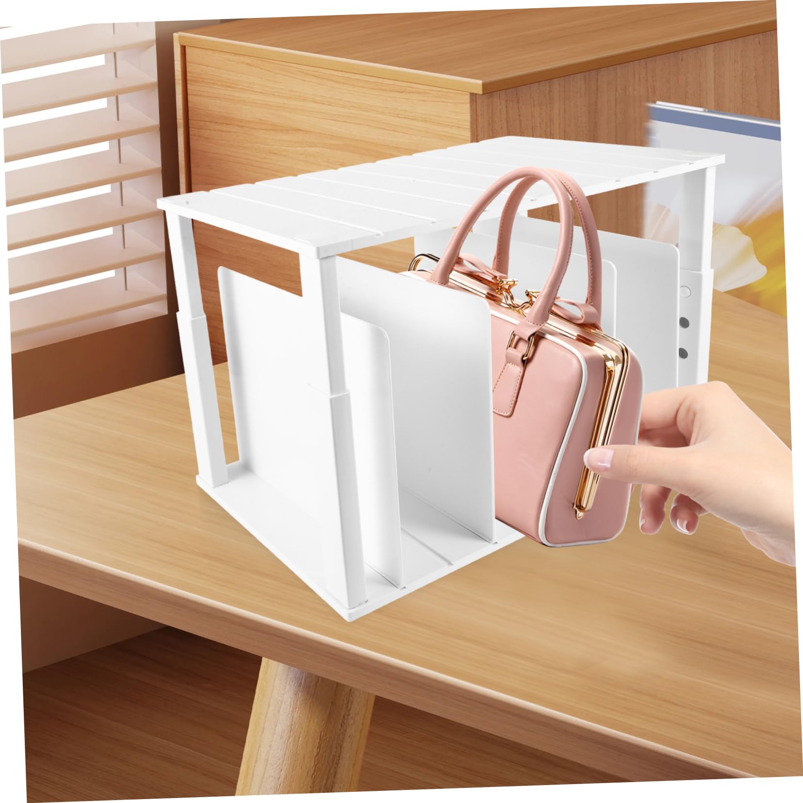 Juego de bolsas organizadoras para armario, organizador de bolsos, divisores de estantes, divisor de estante de armario, divisor de estantes para almacenamiento, divisor de ABS blanco firme