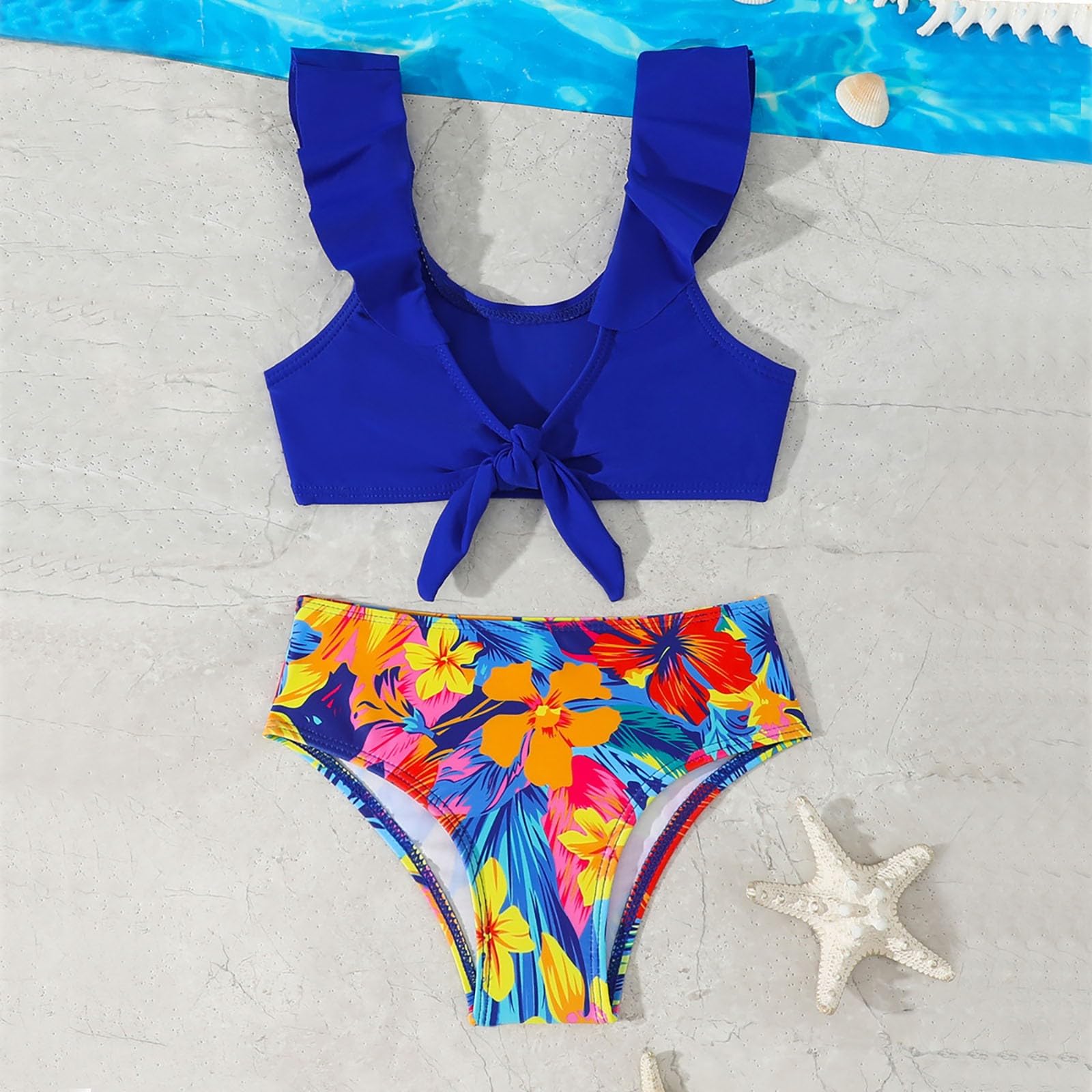 Generisch Traje de natación para niña, traje de baño de dos piezas para niñas con protección 50+ bañador para playa, piscina