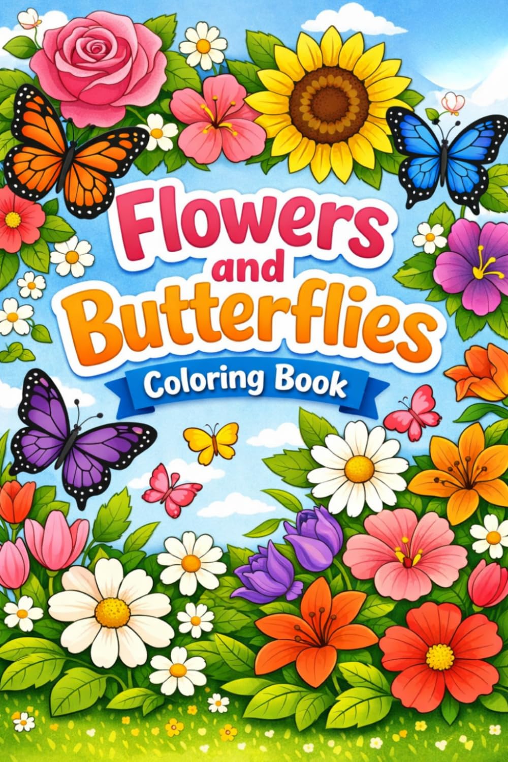 Flowers and Butterflies Coloring Book