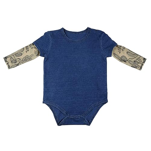 Miniatura 4 de Stephan Baby Funda de pañal estilo Snapshirt-Style con mangas de tatuaje, color negro, 6-12 meses
