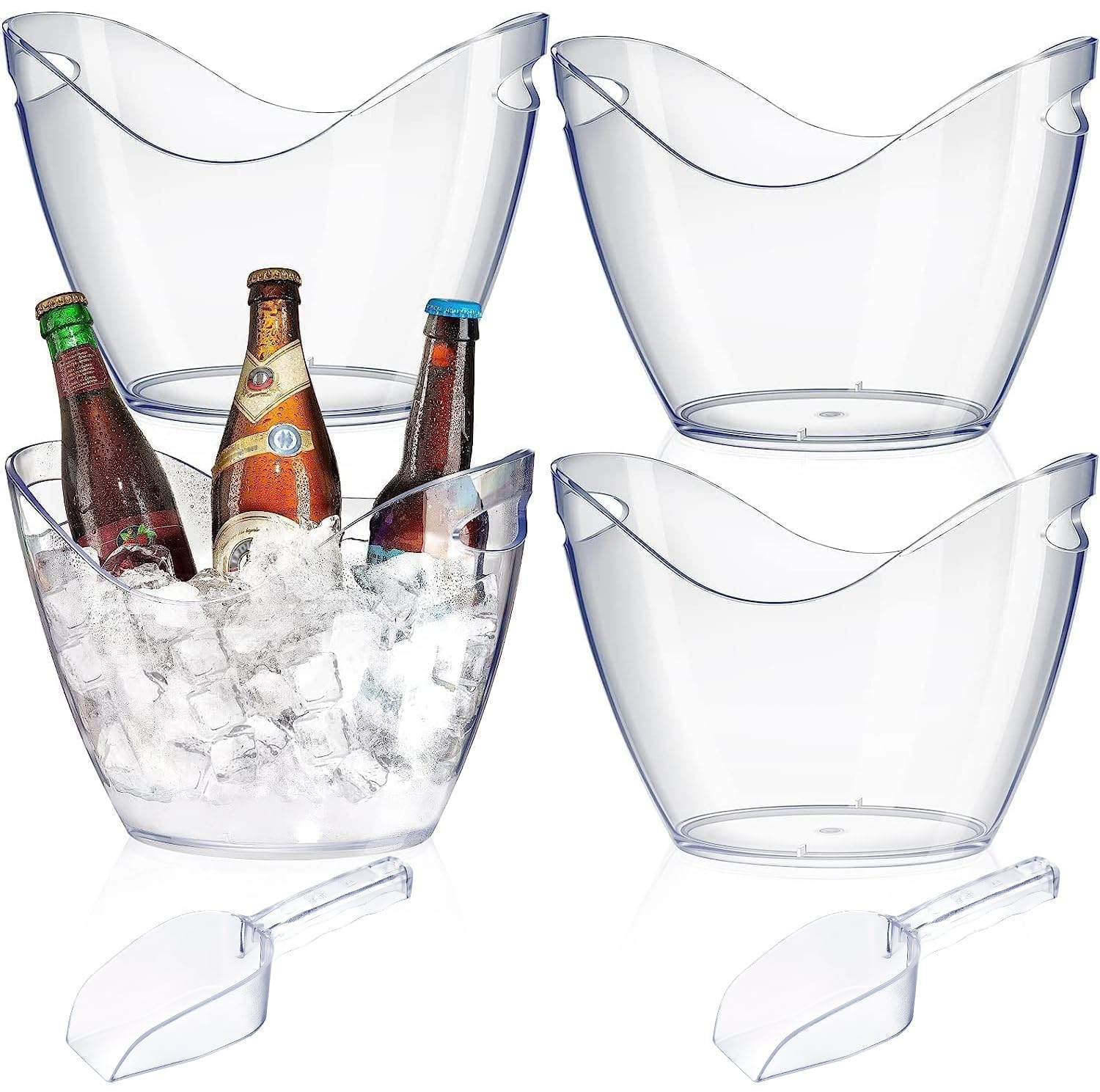 Cubo de hielo para cerveza, 4 cubos de vino acrílico de 4 litros, ideal para el hogar, bar, fiesta, club, restaurante, camping, cerveza fría, vino champán y accesorios de bar (4 L)