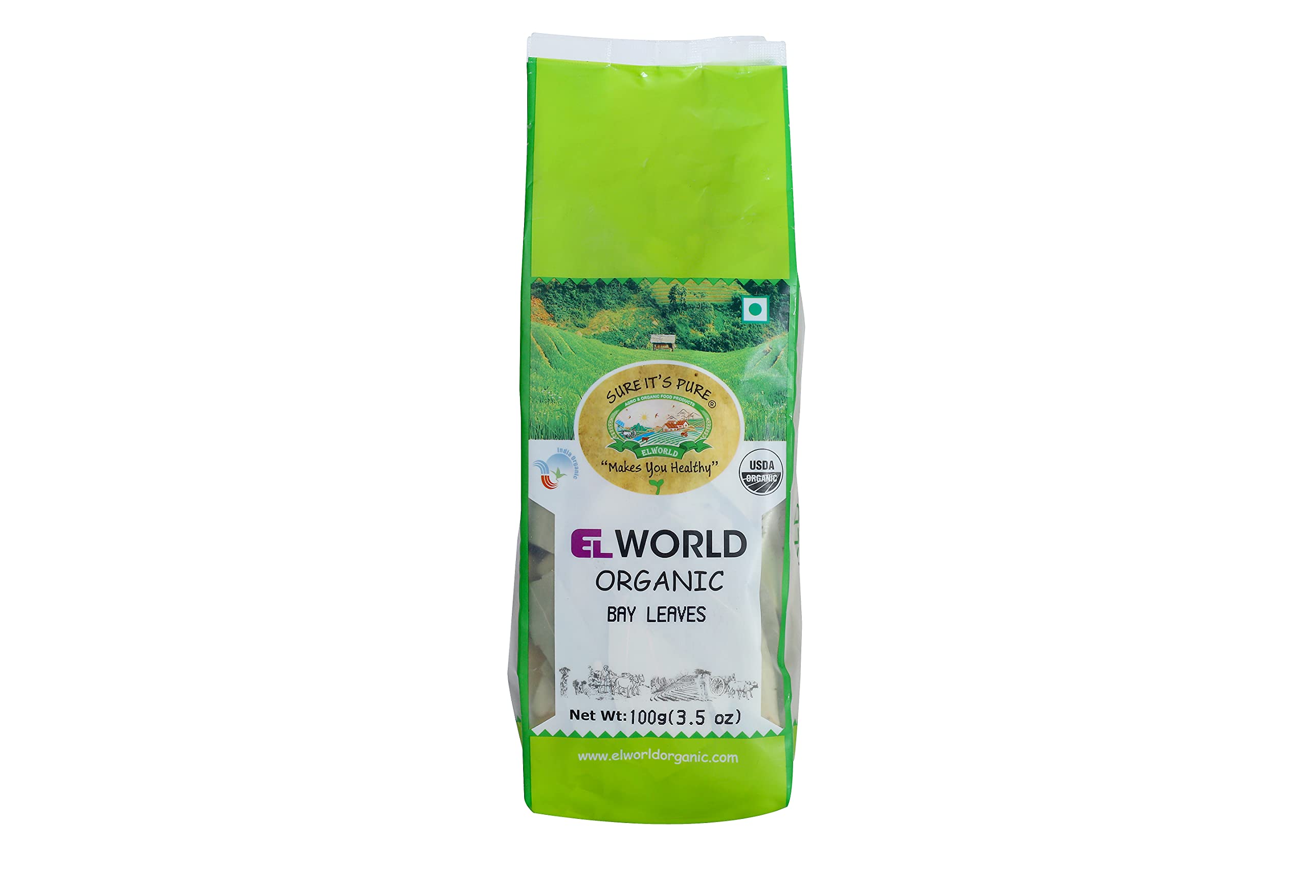 Elworld Agro & Organic Bay Leaf (Herb Laurel, Tejpatta, Whole Culinary Leaf) 100 Gram