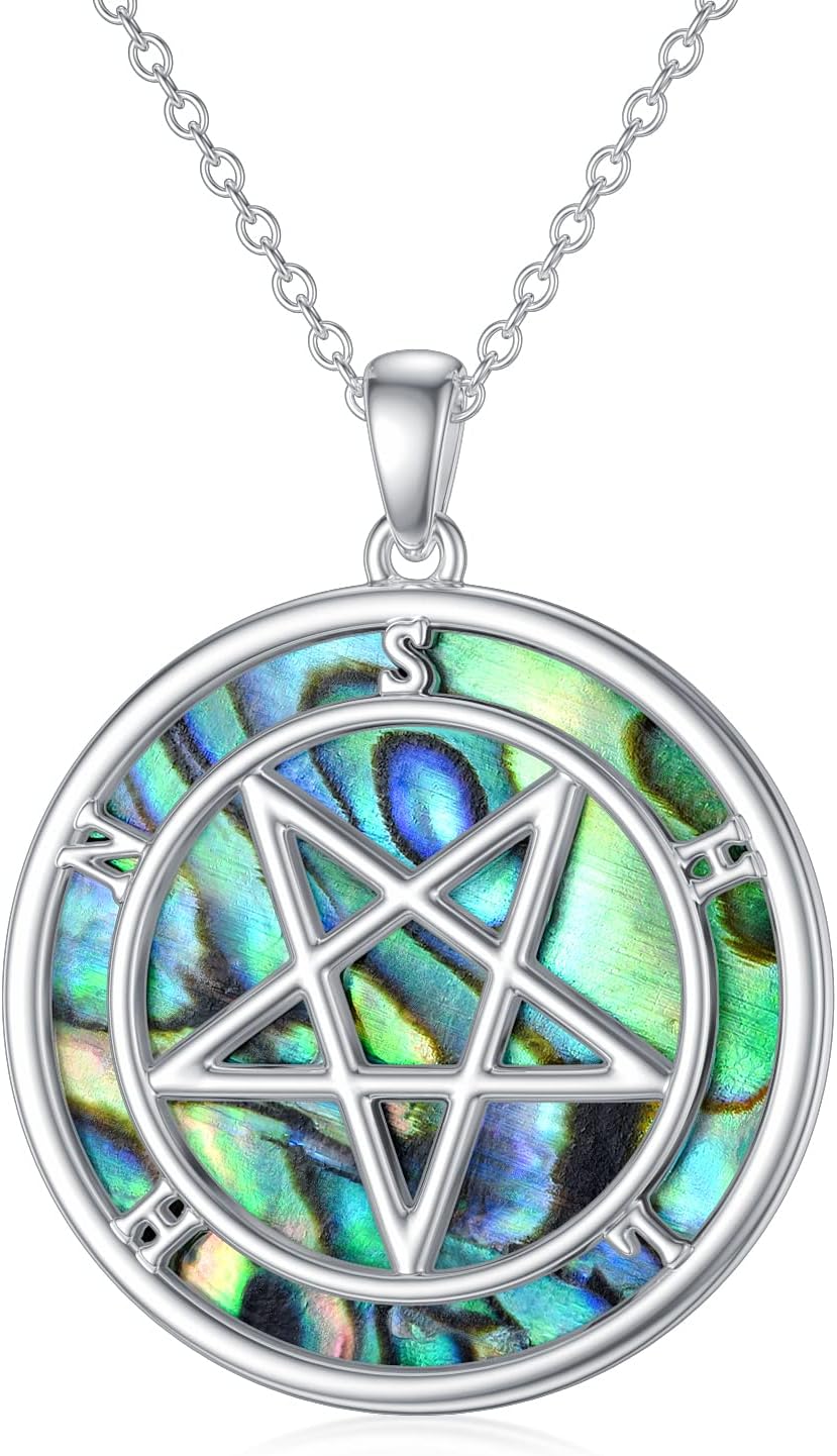 Seiyang Pagan Necklace Mythology Jewelry Witchcraft Gift Pagan Sigil Pendant with Abalone Shell (with Gift Box)