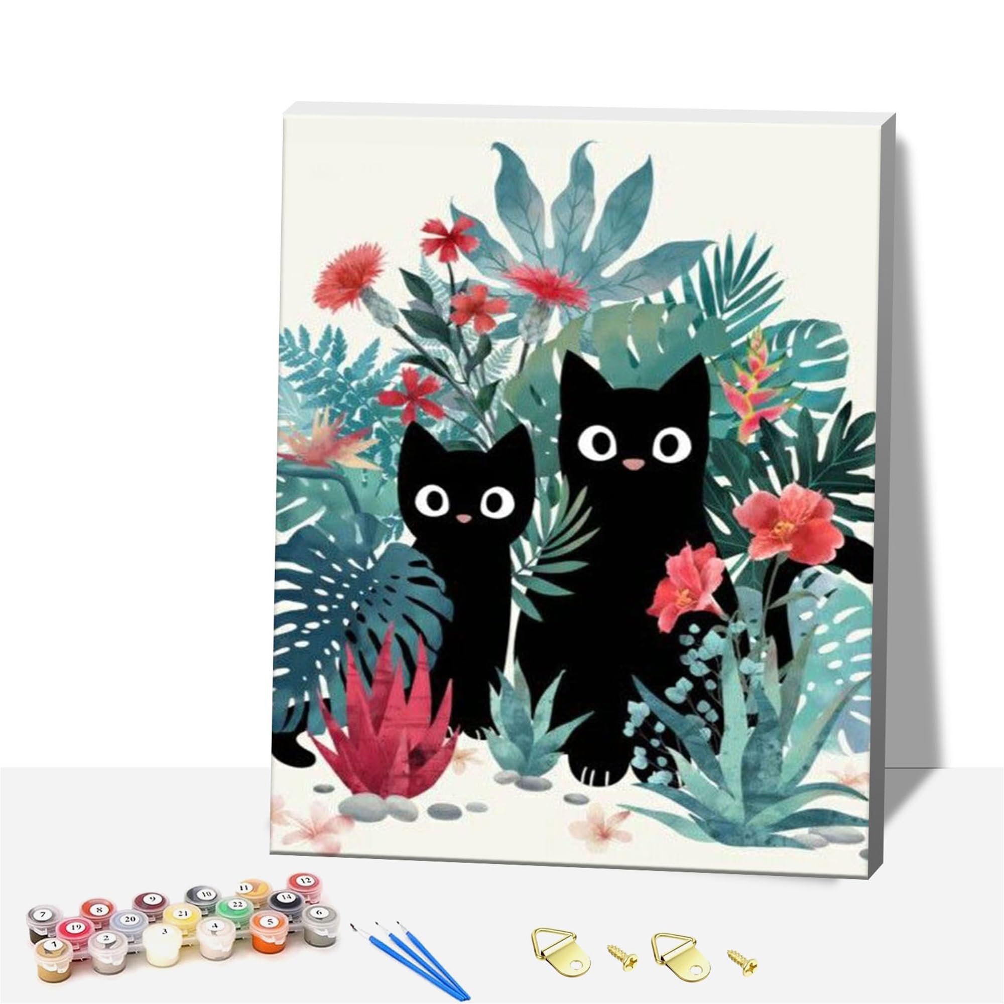 Zhosoho Two Cats Adults Paint By Number Kits,Framed Painting By Numbers Kits On Canvas,Color By Numbers Adult Watercolor Gifts For Friends Wall Decor (Two Cats)