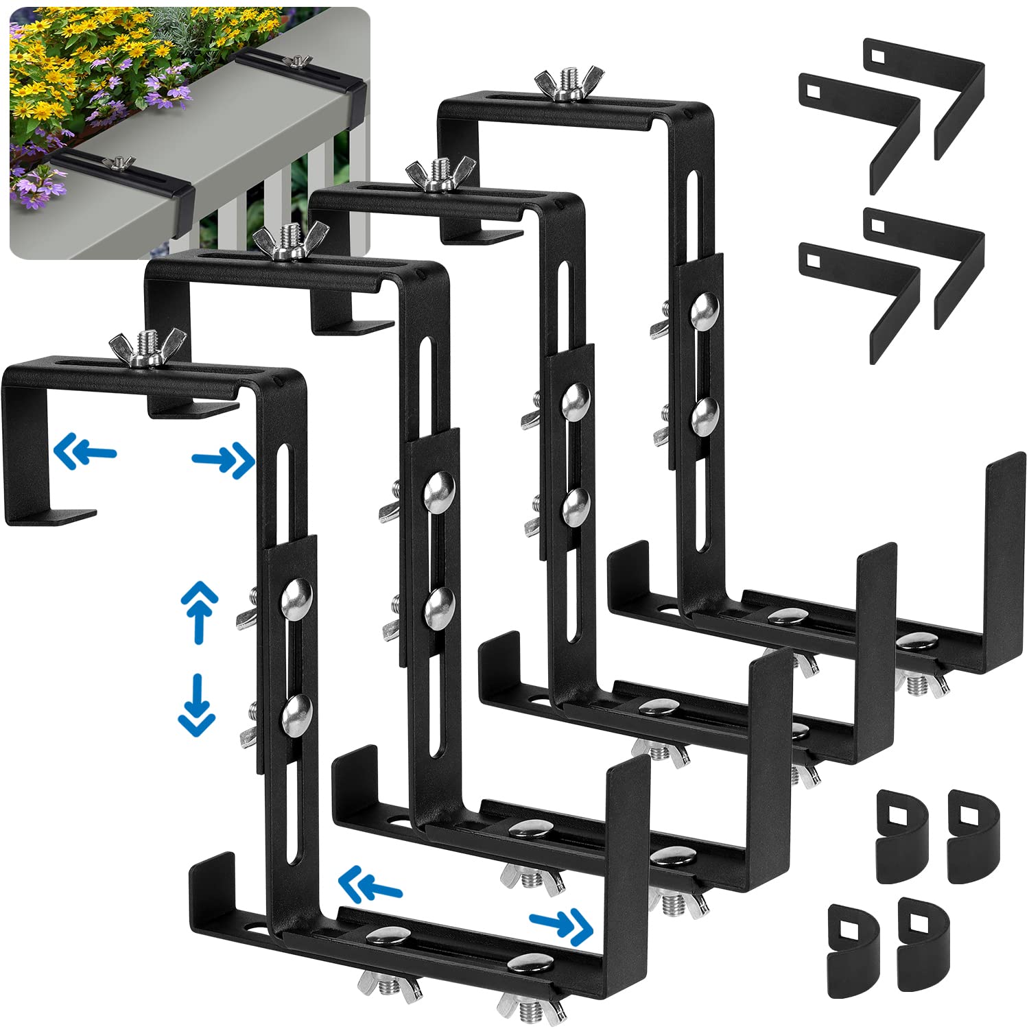 4 Pack Adjustable Planter Box Bracket, Brackets for Window Boxes ...