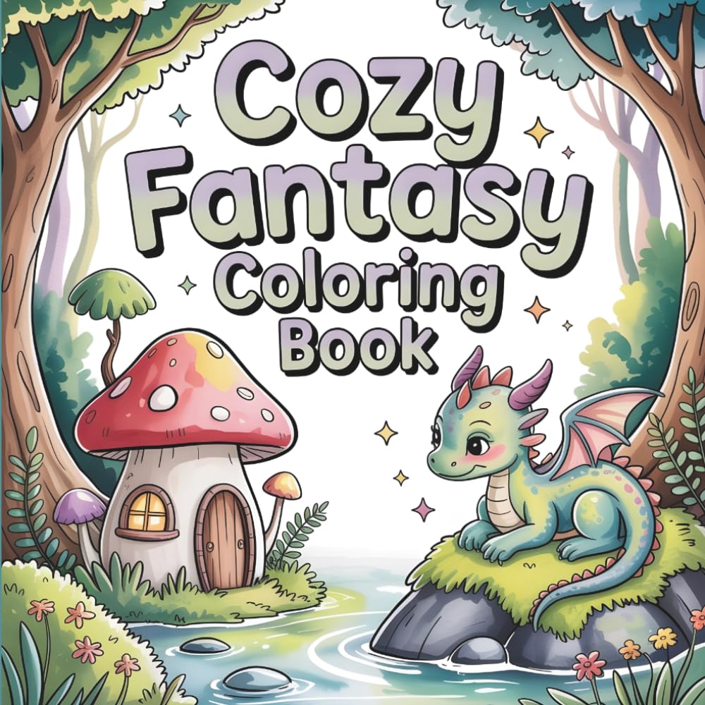 Cozy Fantasy Coloring Book: Bold and Easy Cute Fantasy Designs for Relaxation and Fun