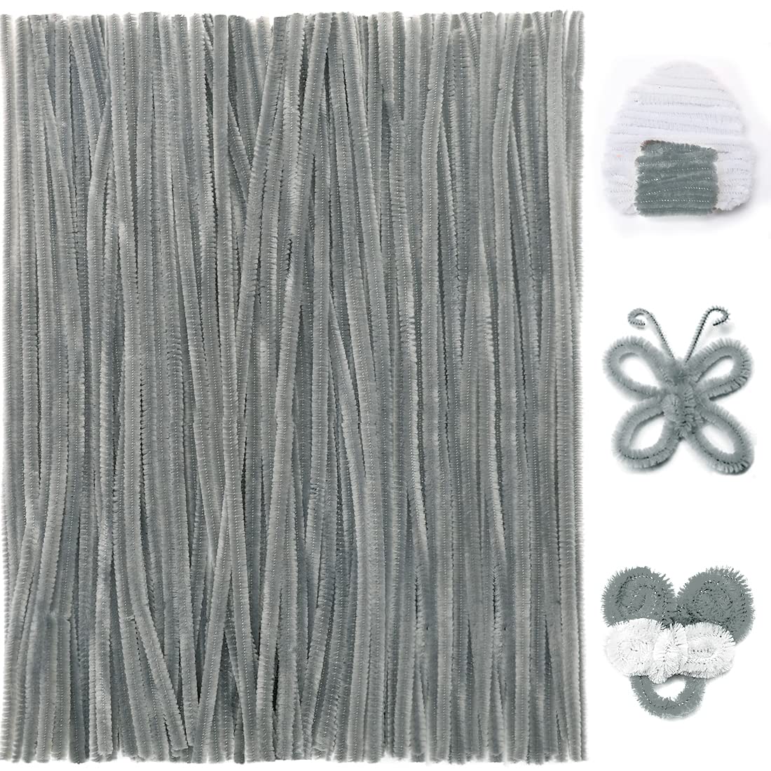 Praisebank Craft Pipe Cleaners (200pcs), 12 inch Long, Gray &amp; Pink