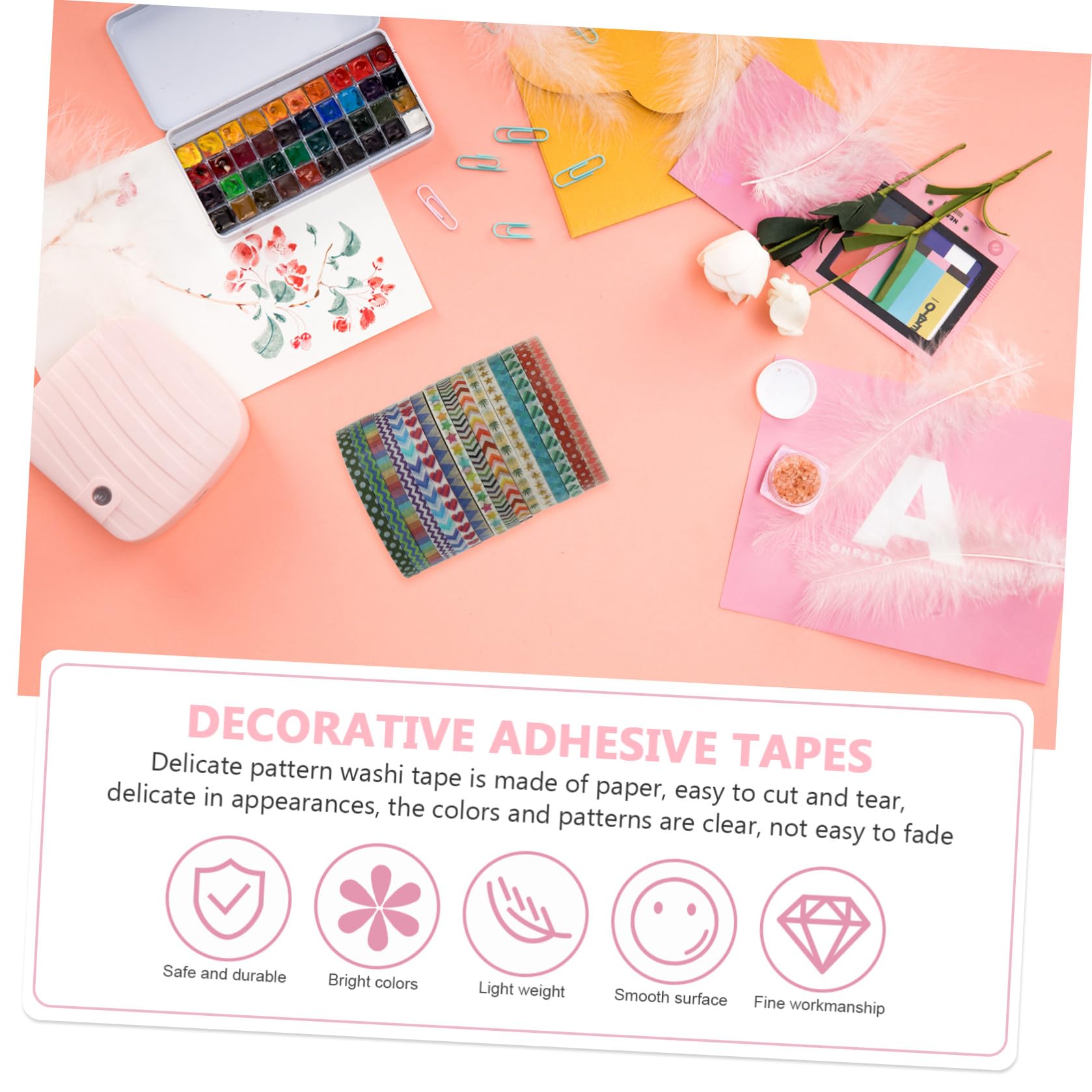 HOMSFOU Cintas Washi Autoadhesivas De Pack Para Decoraciones De Manualidades Y Álbumes De Usar Y Transportar Sin Adhesivo Al 48 * 4