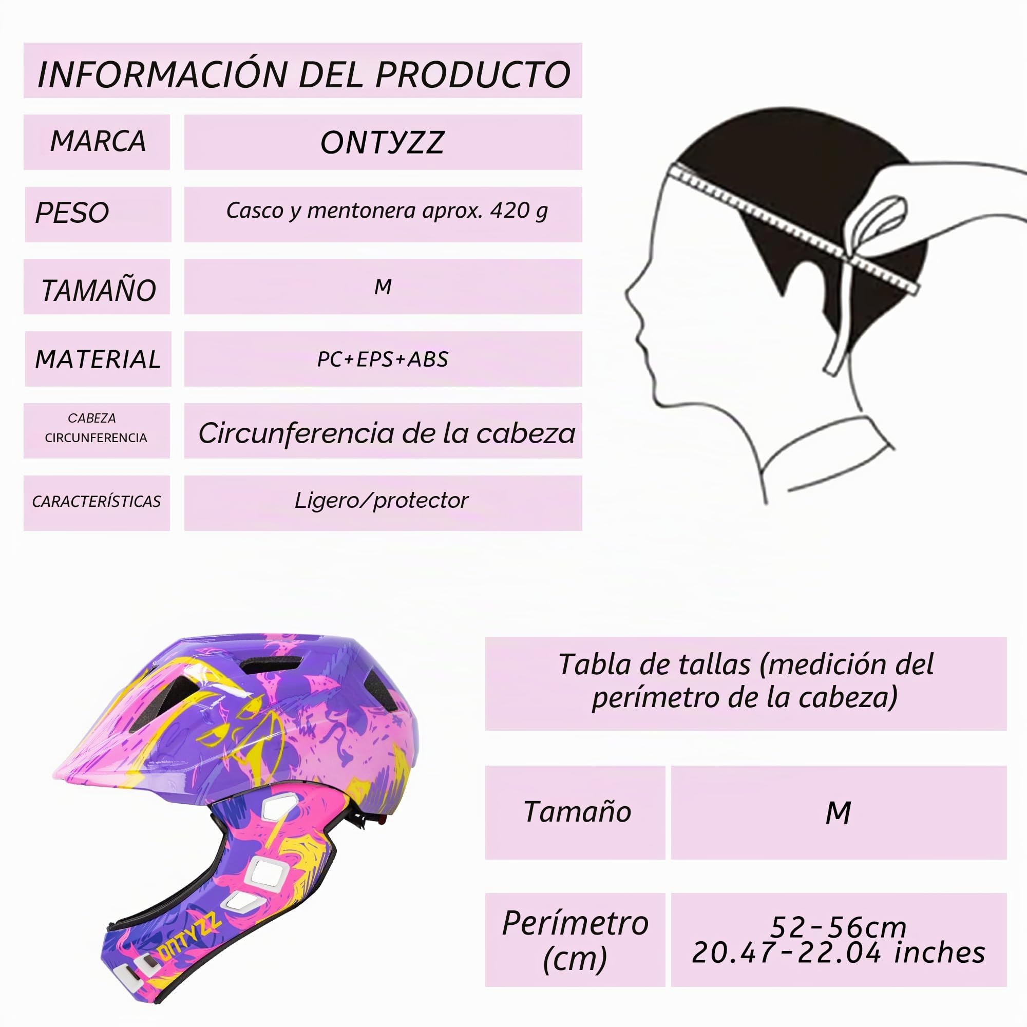 Casco Integral Niños Casco Bicicleta Niña Casco Bici con Mentonera Desmontable para MTB BMX Ciclismo Patines Scooter