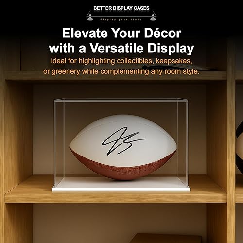 Vista 562 de Better Display Cases Versátil vitrina de acrílico transparente - Caja rectangular grande con base blanca 18" x 12" x 3" (BK09)