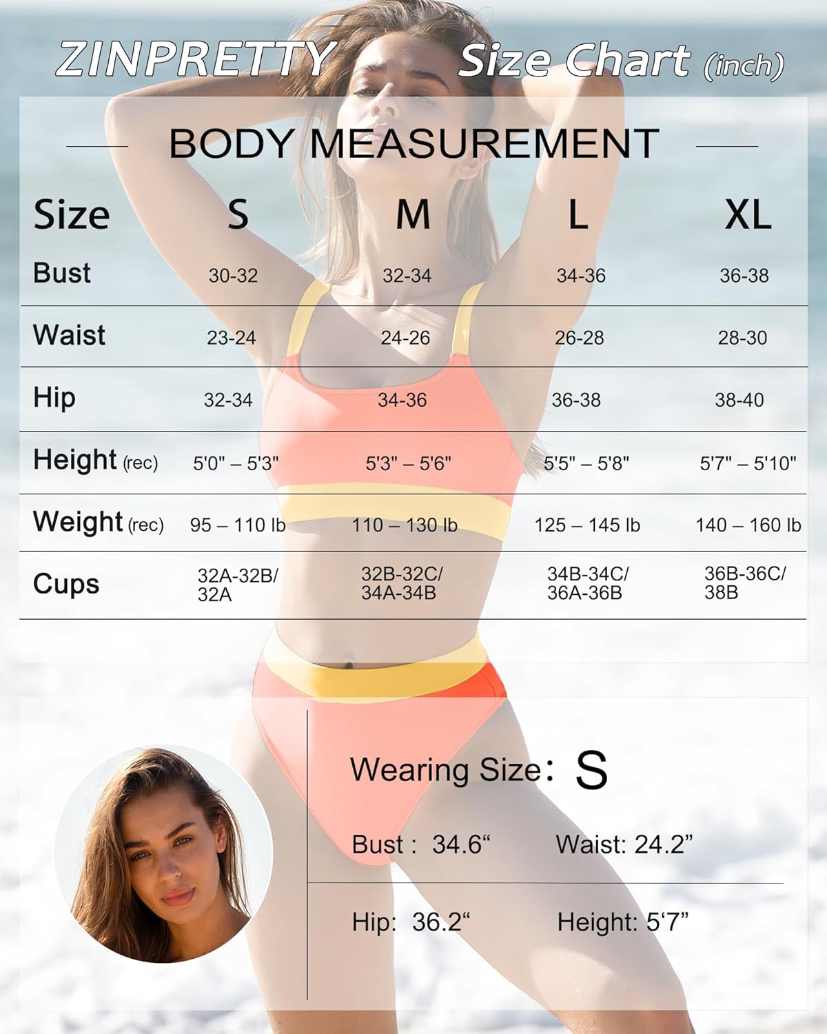 ZINPRETTY Women High Waisted Bikini Sets Color Block Swimsuits 2 Piece Bathing Suits Tummy Control Sporty Teens - Image 6