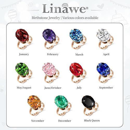 Miniatura 6 de Linawe Cubic Zirconia Imitation Diamond Moissanite Rings for Women, 14K GoldRose GoldSilver Adjustable Chunky Ring, Costume Rhinestone Jewelry for