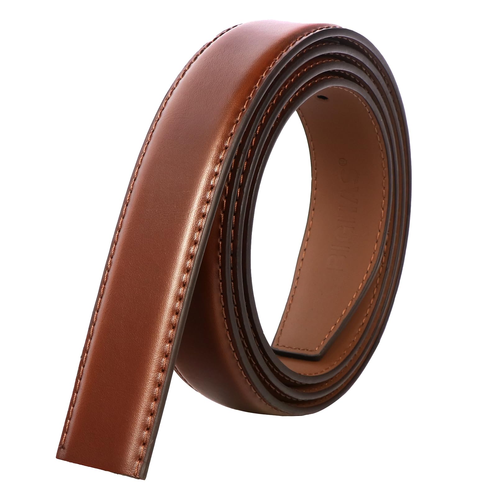 [BIGHAS] ベルト メンズ ピン式 幅 3.0cm 30mm 組み合わせ自由 単品 帯のみ バックルのみ 本革 レザー サイズ調整可能 ビジネス カジュアル 交換用 大きいサイズ 丈夫 長持ち おしゃれ 通勤 通学 ゴルフ 学生 箱付き (ベルト125, 無地ライトブラウン)