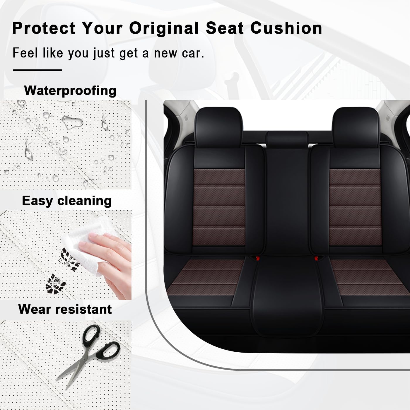 Leather Car Seat Covers Fit for Mercedes-Benz GLE 350 2017-2026,5 Seat Car Seat Cover,Waterproof Anti-Slip Leather Seat Cover,Durable Automotive Interior Accessories(Full Set,Brown)