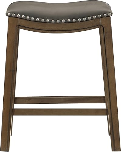 Miniatura 4 de Lexicon Alviso Taburete de cocina con asiento de sillín, 26 pulgadas de altura, gris