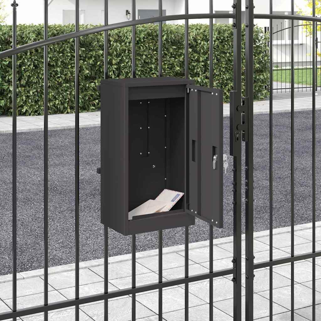 vidaXL Buzón con Almacenamiento con Puerta Negro 30 x 20 x 55 cm Acero